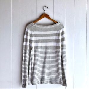 Vince White and Grayish Colored Striped Sweater